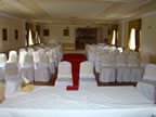 White Chair Cover with Gold Organza Sash